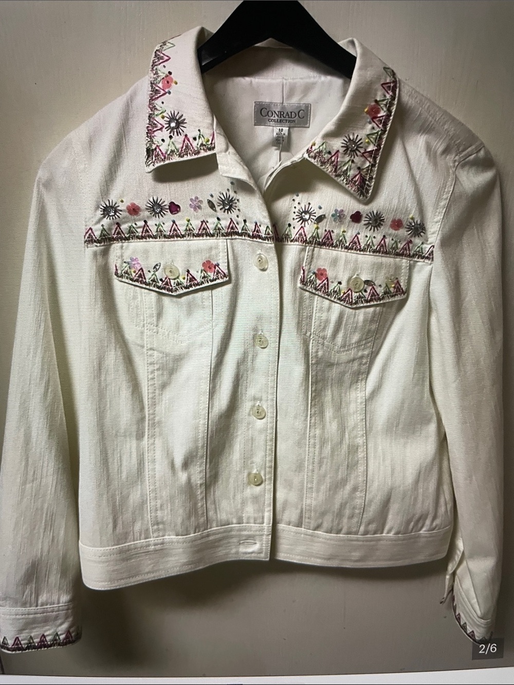Conrad C Cream Embroidered Women’s Jacket